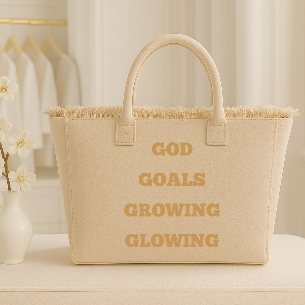 The Statement Canvas Tote – "Goals" (Beige, Wording Color Customizable)