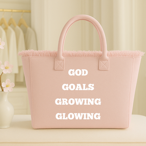 The Statement Canvas Tote – "Goals" (Pink, Wording Color Customizable)