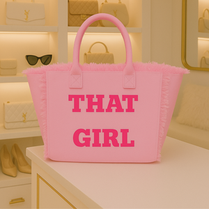 The Statement Canvas Tote – "That Girl " (Pink-Wording Color Customizable)