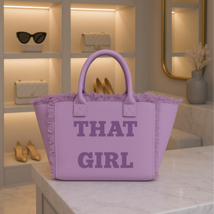 The Statement Canvas Tote – "That Girl " (Purple-Wording Color Customizable)