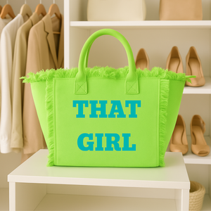 The Statement Canvas Tote – "That Girl " (Green-Wording Color Customizable)