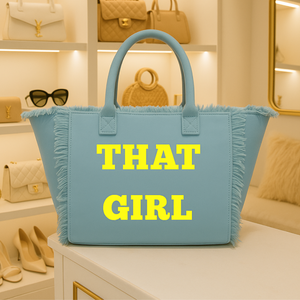 The Statement Canvas Tote – "That Girl " (Blue-Wording Color Customizable)
