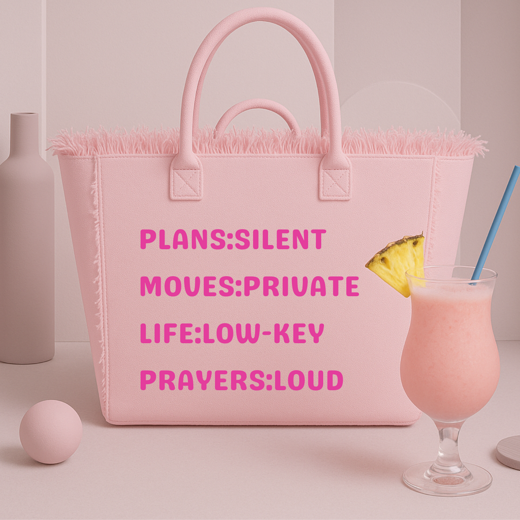 The Statement Canvas Tote – "Plans " (Pink, Wording Color Customizable)