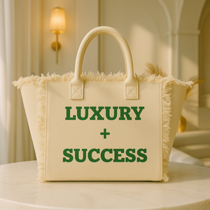 The Statement Canvas Tote – "Luxury " (Beige-Wording Color Customizable)