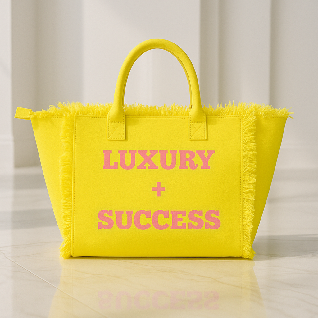 The Statement Canvas Tote – "Luxury " (Yellow-Wording Color Customizable)