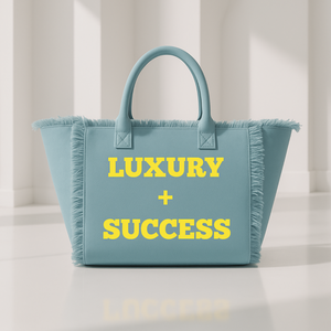 The Statement Canvas Tote – "Luxury " (Blue-Wording Color Customizable)