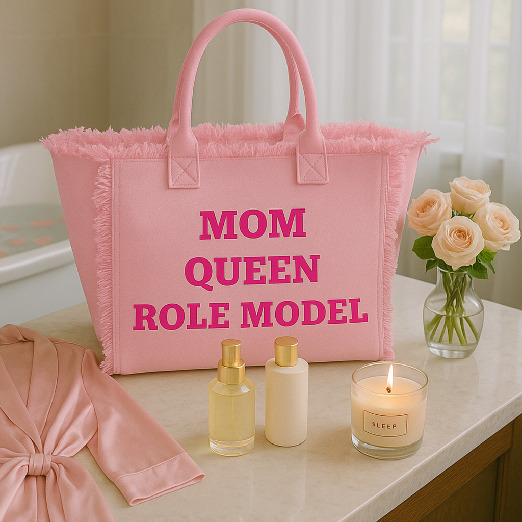 The Statement Canvas Tote – "MOM " (Pink-Wording Color Customizable)