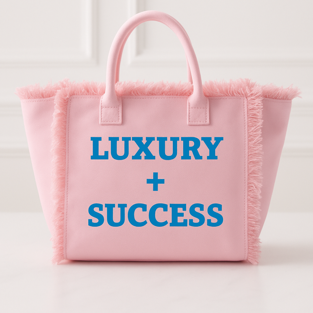 The Statement Canvas Tote – "Luxury " (Pink-Wording Color Customizable)