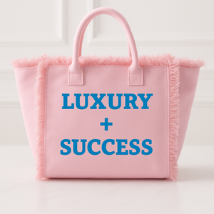 The Statement Canvas Tote – "Luxury " (Pink-Wording Color Customizable)