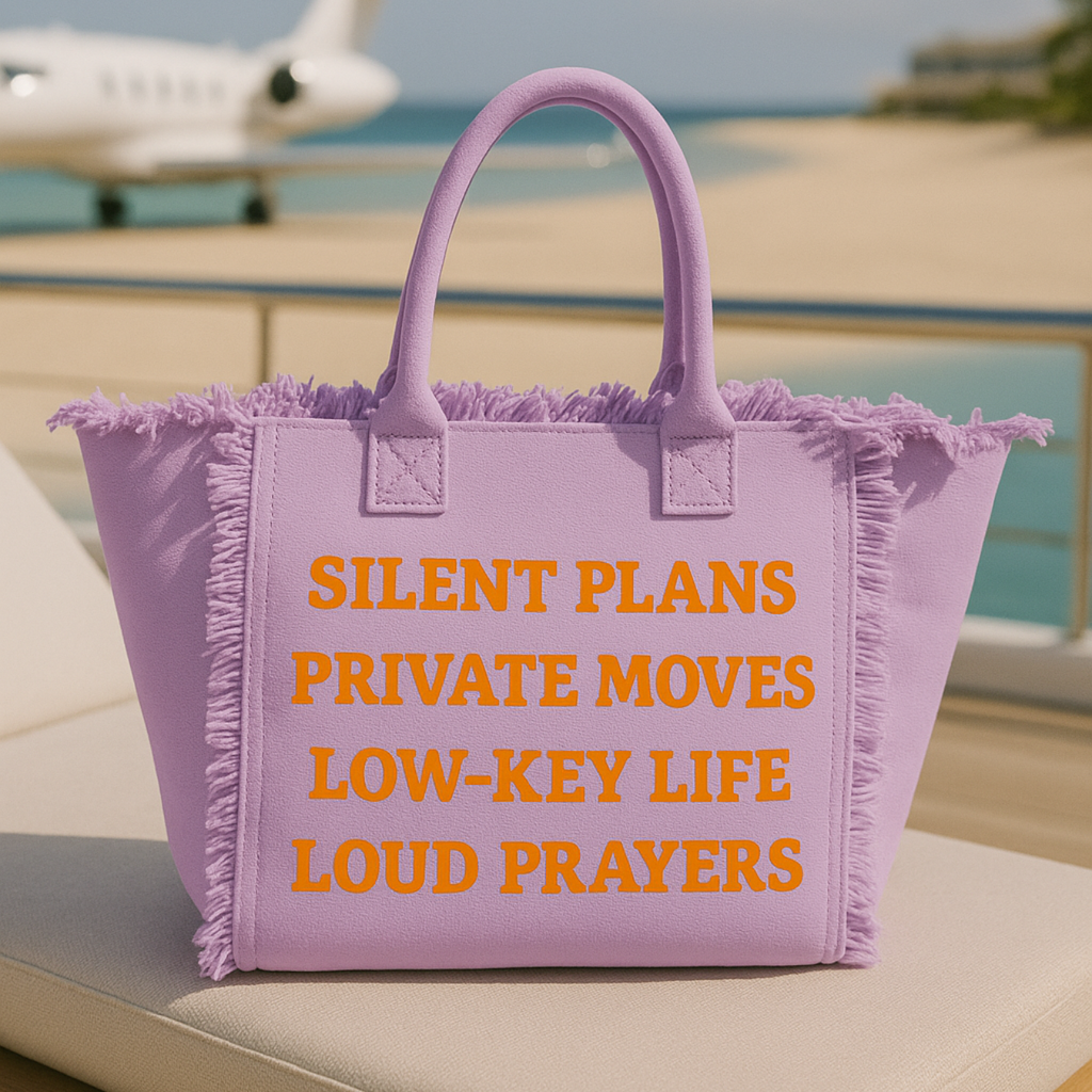 The Statement Canvas Tote – "Plans" (Purple, Wording Color Customizable)