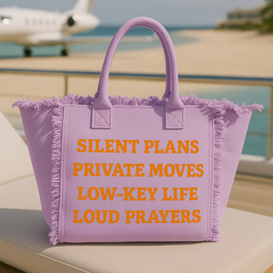 The Statement Canvas Tote – "Plans" (Purple, Wording Color Customizable)