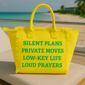 The Statement Canvas Tote – "Plans " (Yellow, Wording Color Customizable)