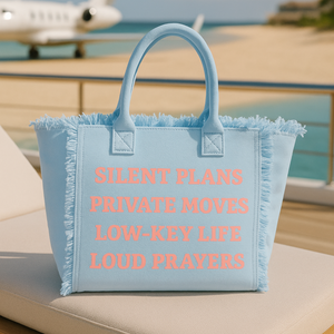The Statement Canvas Tote – "Plans" (Blue, Wording Color Customizable)