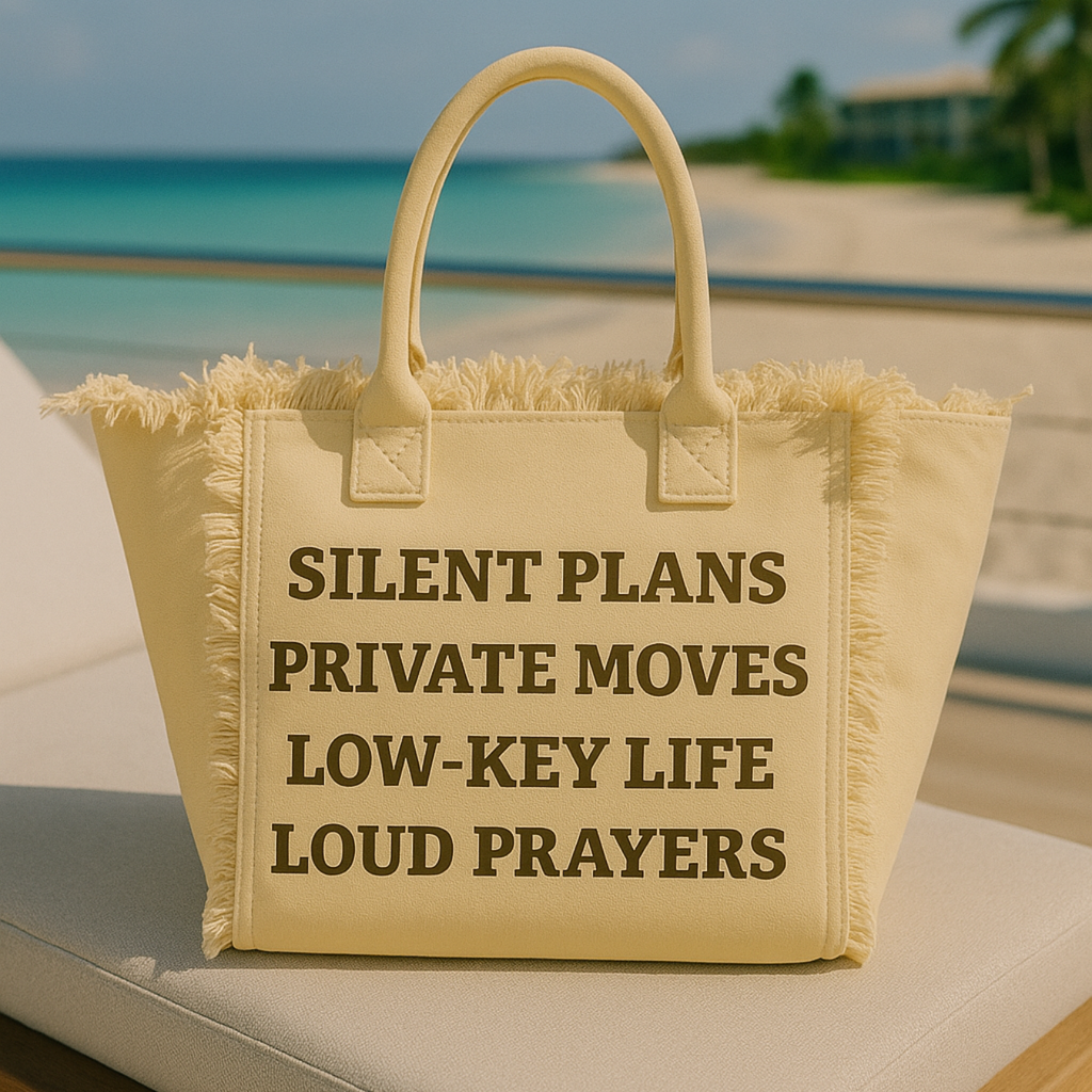 The Statement Canvas Tote – "Plans" (Beige, Wording Color Customizable)