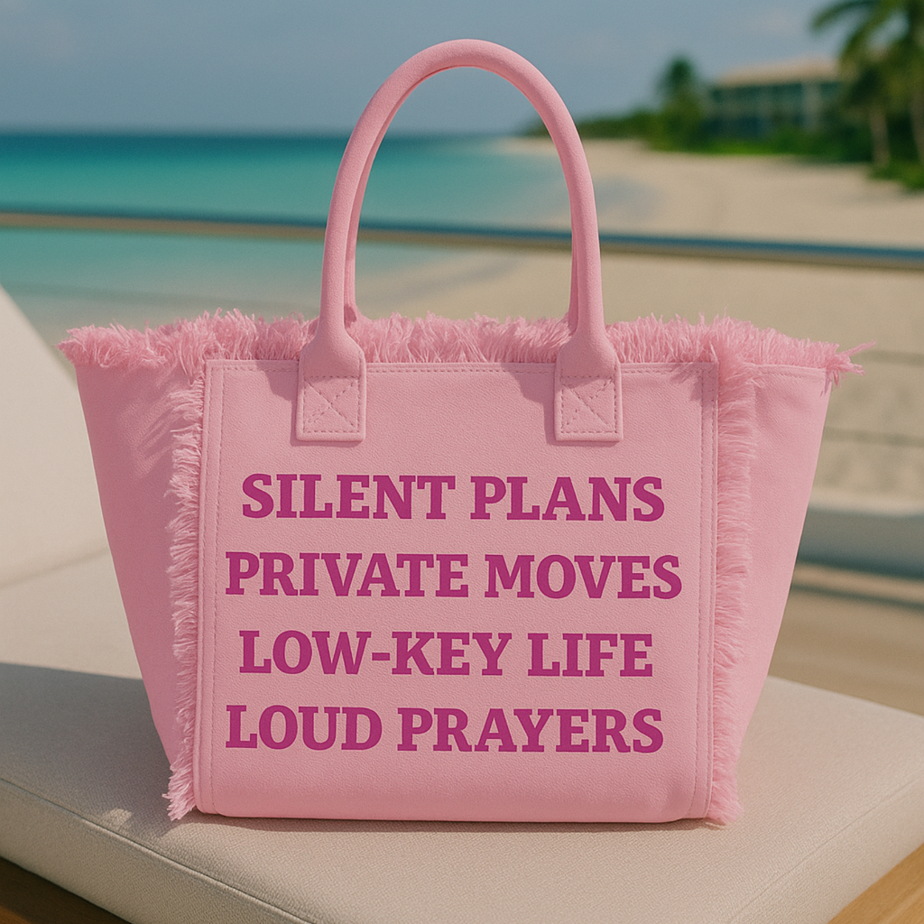 The Statement Canvas Tote – "Plans " (Pink, Wording Color Customizable)