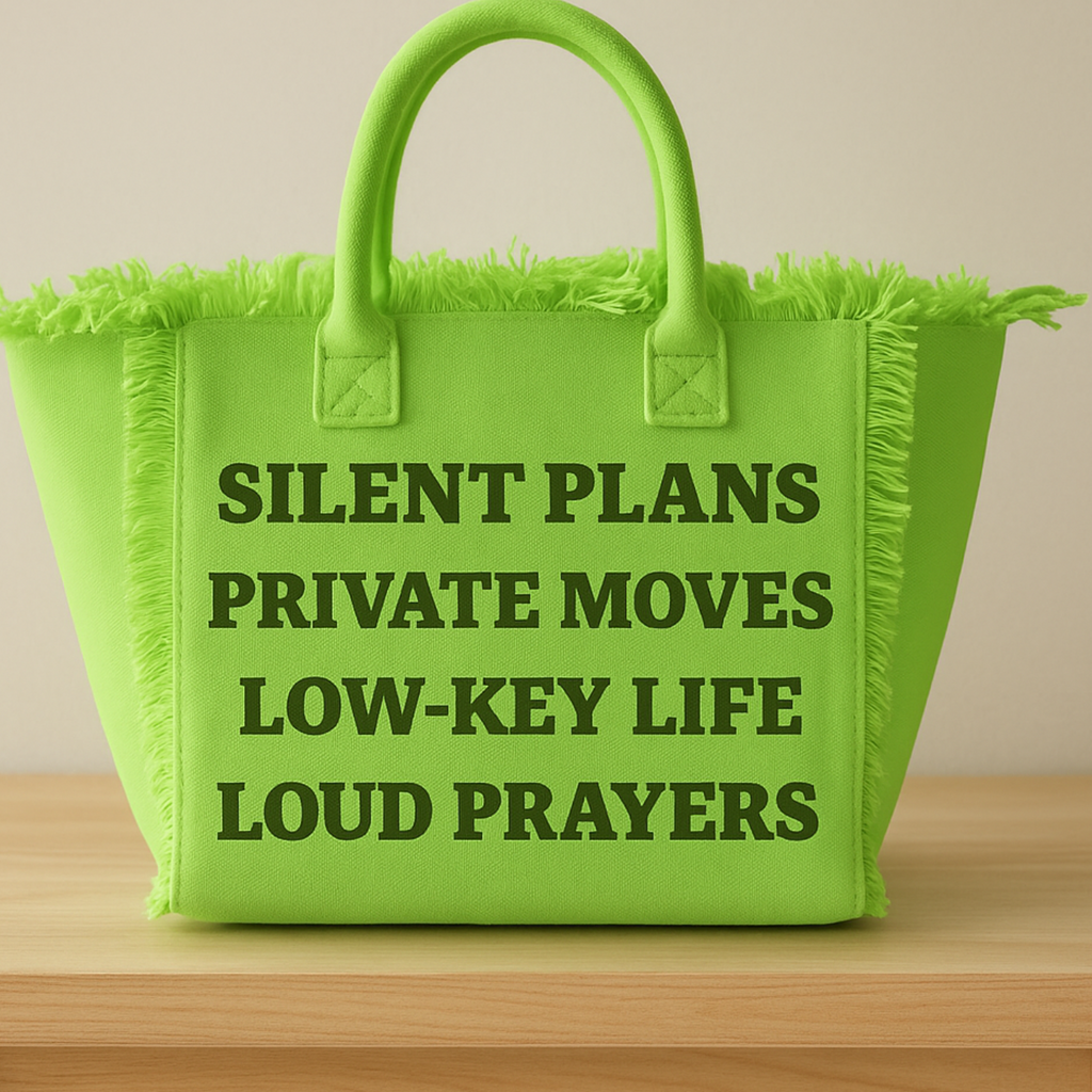 The Statement Canvas Tote – "Plans " (Green, Wording Color Customizable)
