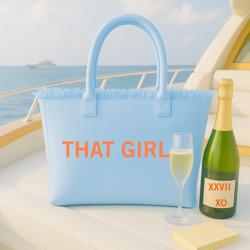 The Statement Canvas Tote – "That Girl " (Blue-Wording Color Customizable)
