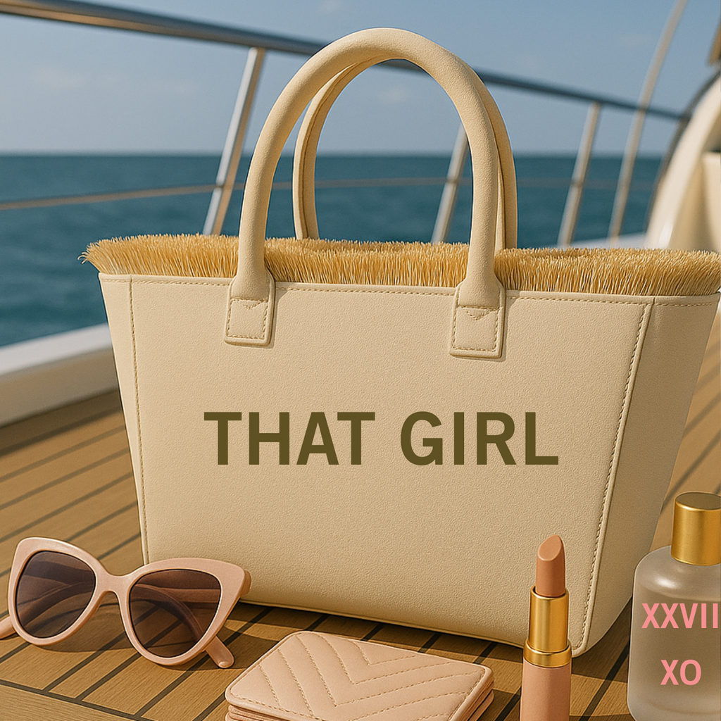 The Statement Canvas Tote – "That Girl " (Beige-Wording Color Customizable)