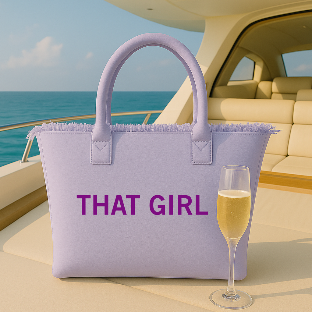 The Statement Canvas Tote – "That Girl " (Purple-Wording Color Customizable)