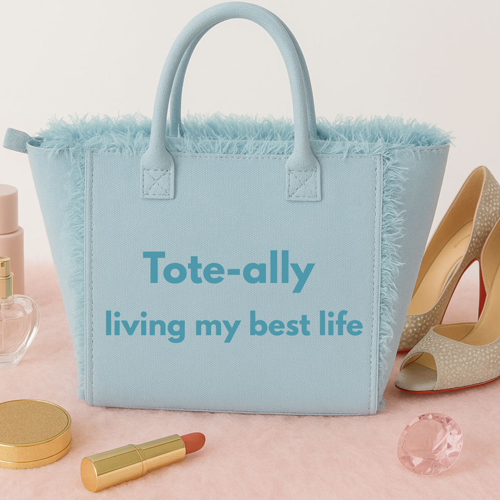The Statement Canvas Tote – "Tote-ally " (Blue-Wording Color Customizable)