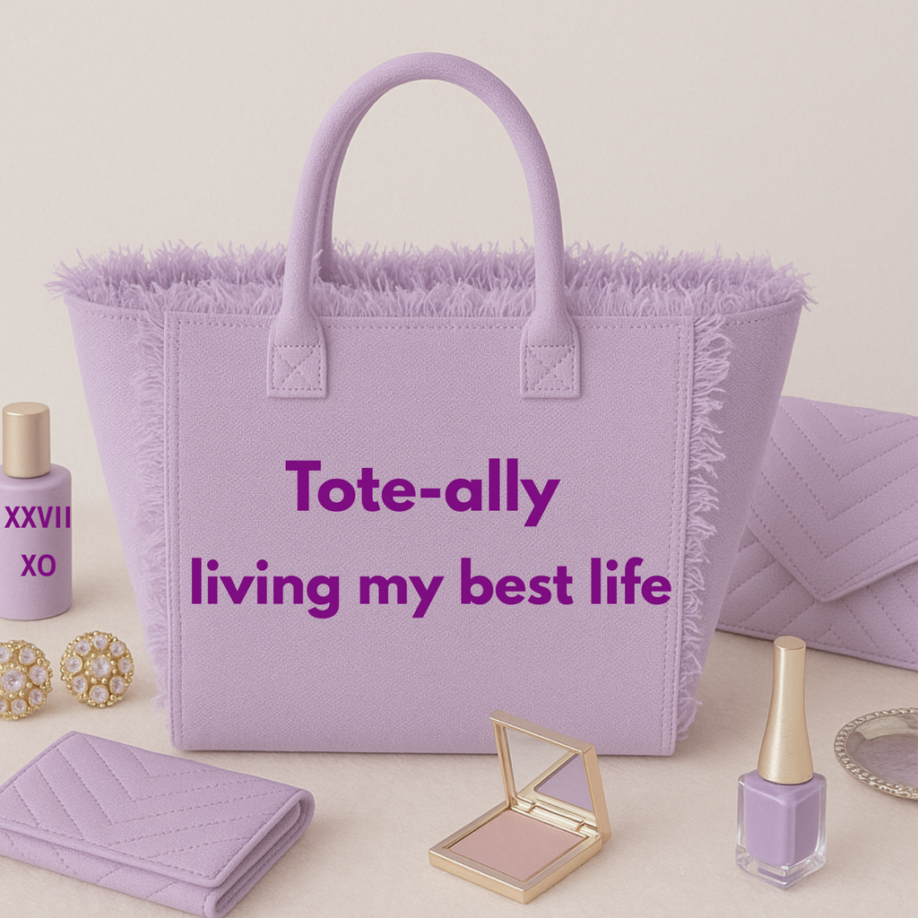 The Statement Canvas Tote – "Tote-ally " (Purple-Wording Color Customizable)