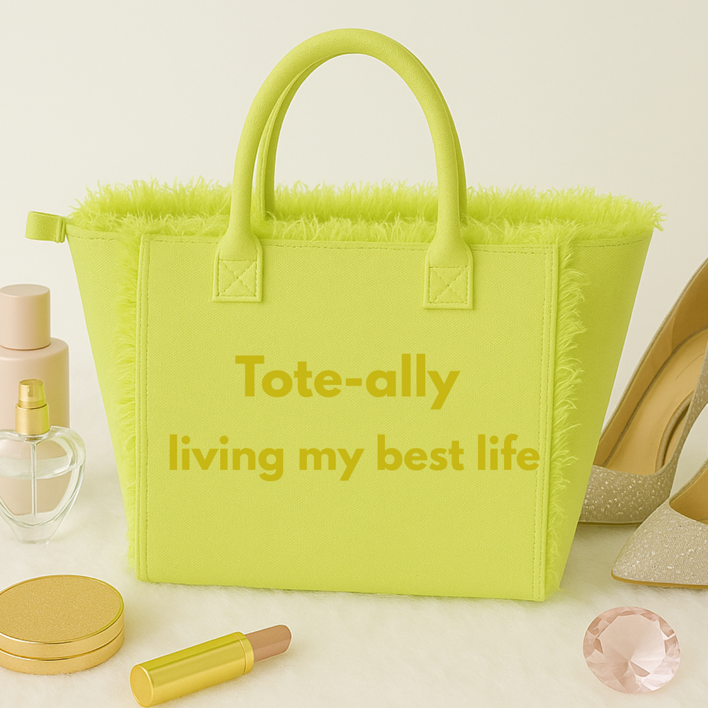 The Statement Canvas Tote – "Tote-ally " (Green-Wording Color Customizable)