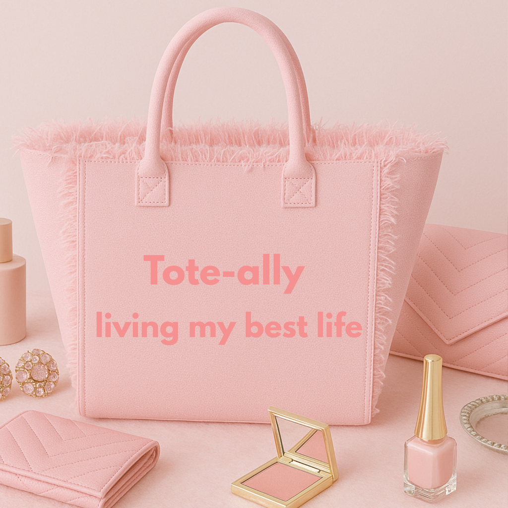 The Statement Canvas Tote – "Tote-ally " (Pink-Wording Color Customizable)