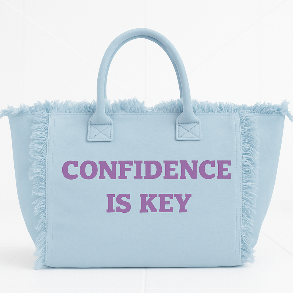 The Statement Canvas Tote – "Confidence " (Blue-Wording Color Customizable)