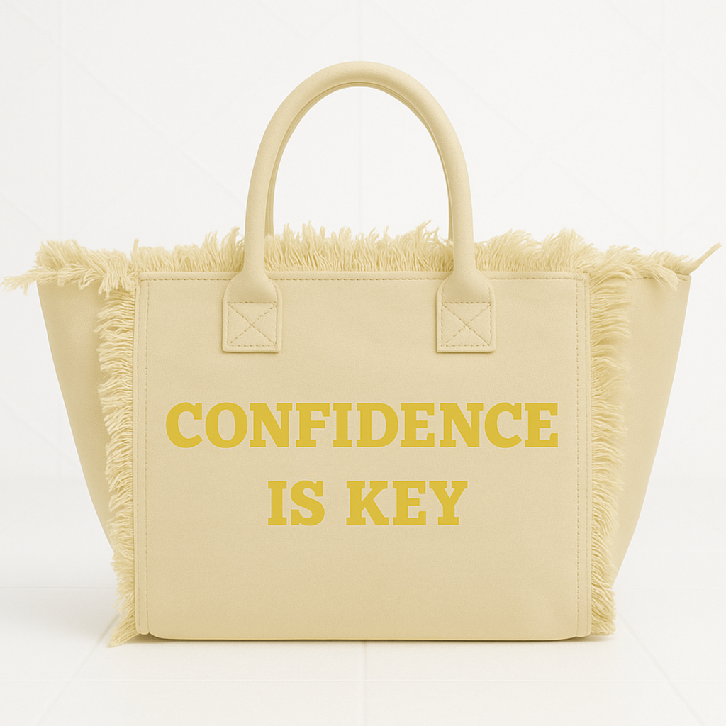 The Statement Canvas Tote – "Confidence " (Beige-Wording Color Customizable)