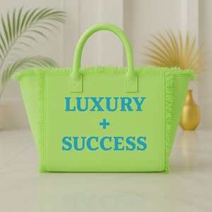 The Statement Canvas Tote – "Luxury " (Green-Wording Color Customizable)