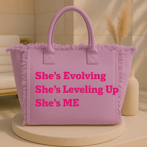 The Statement Canvas Tote – "Level Up" (Purple, Wording Color Customizable)