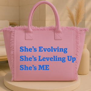 The Statement Canvas Tote – "Level Up" (Pink, Wording Color Customizable)