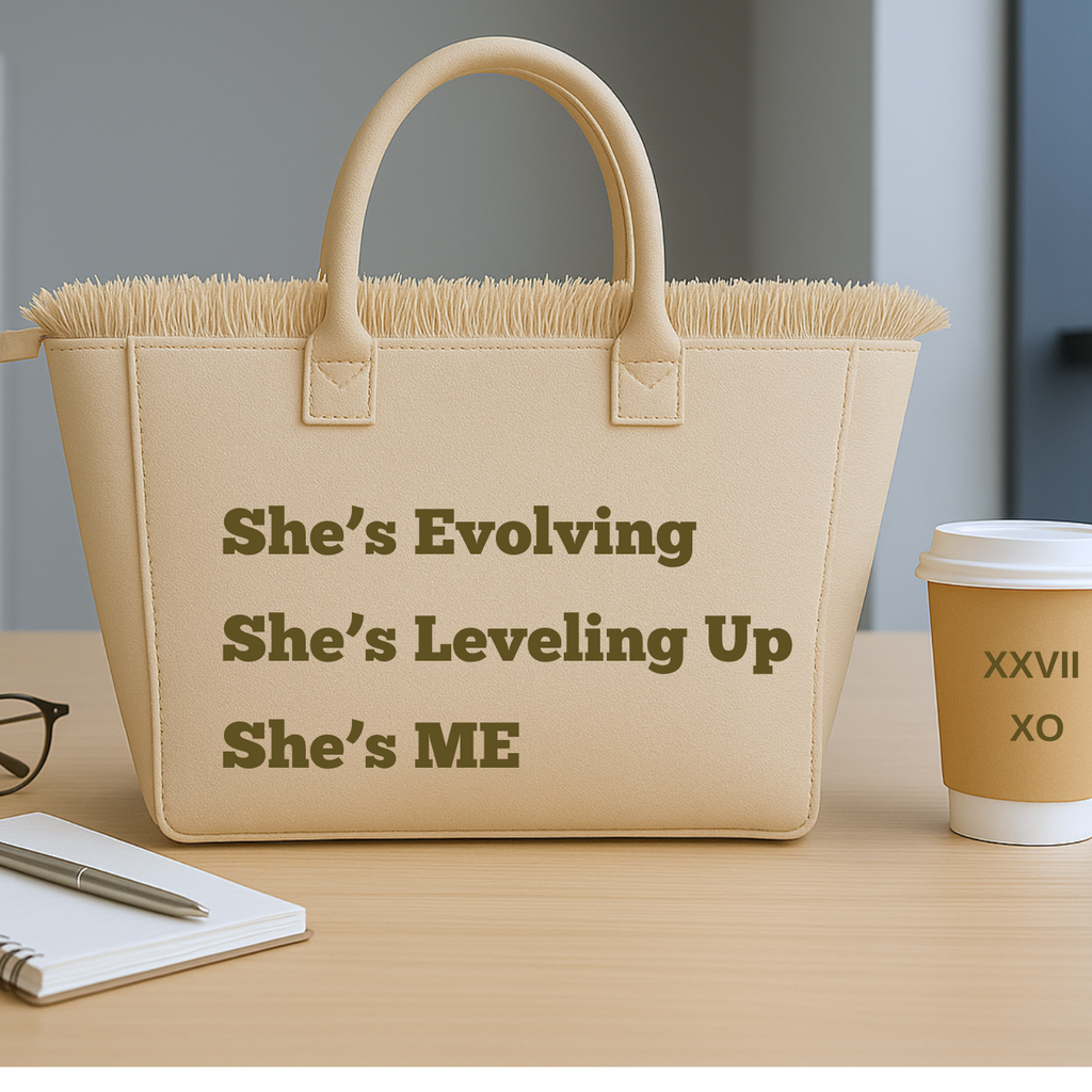 The Statement Canvas Tote – "Level Up" (Beige, Wording Color Customizable)