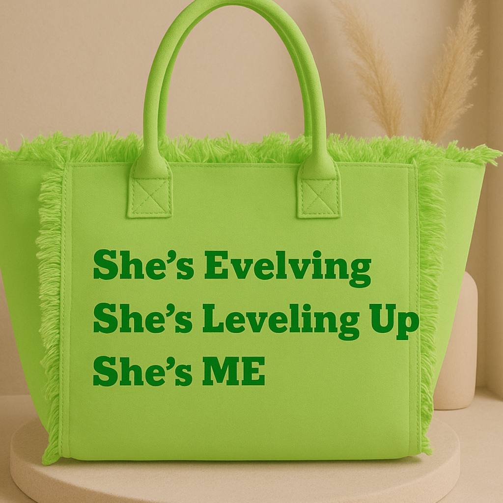 The Statement Canvas Tote – "Level Up" (Green, Wording Color Customizable)