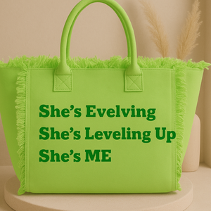 The Statement Canvas Tote – "Level Up" (Green, Wording Color Customizable)