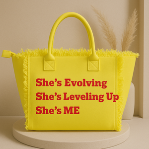The Statement Canvas Tote – "Level Up" (Yellow, Wording Color Customizable)
