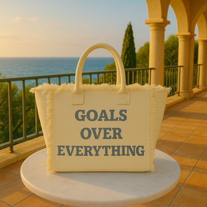 The Statement Canvas Tote – "GOALS " (Beige-Wording Color Customizable)