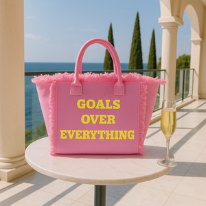 The Statement Canvas Tote – "GOALS " (Pink-Wording Color Customizable)