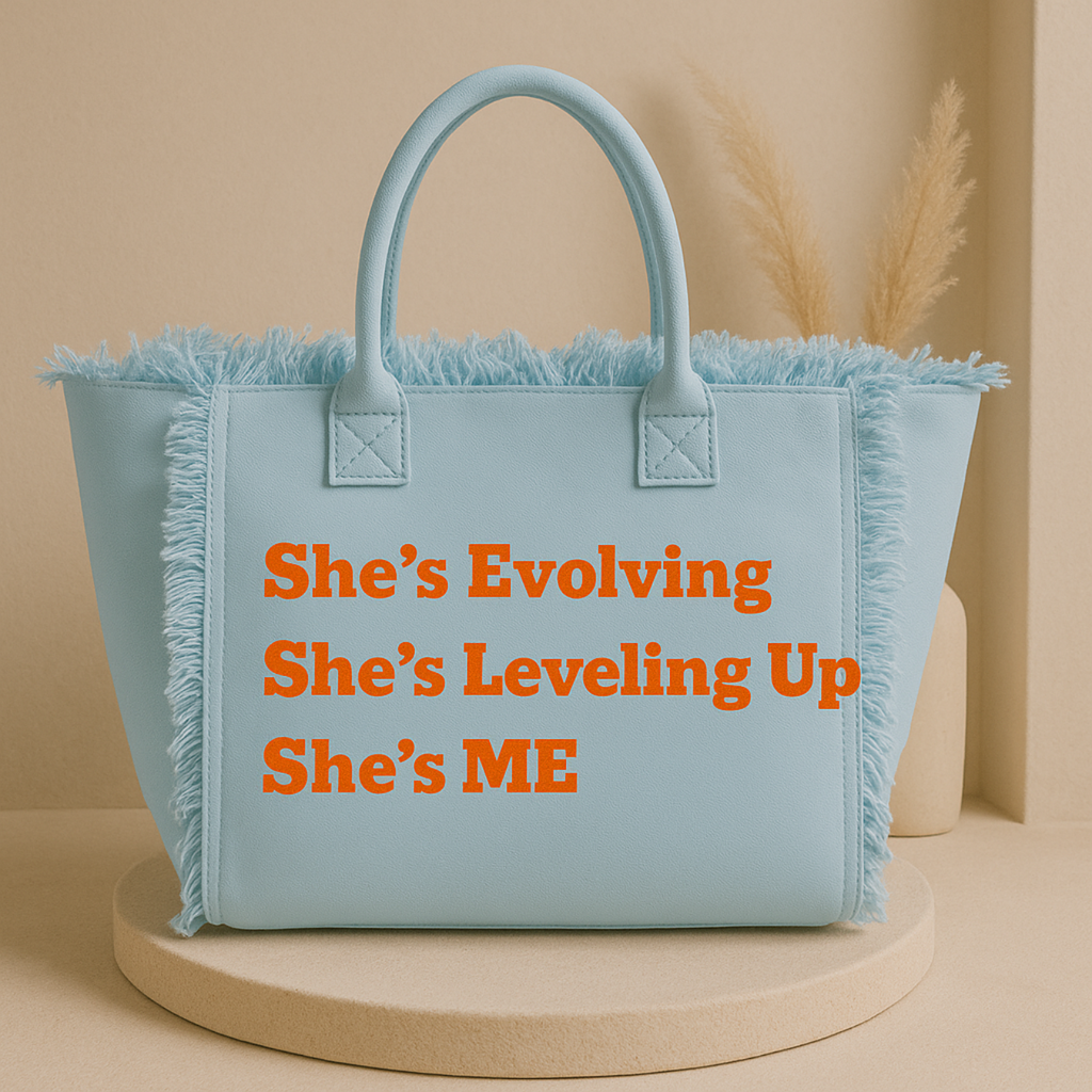 The Statement Canvas Tote – "Level Up" (Blue, Wording Color Customizable)