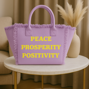 The Statement Canvas Tote – "Peace " (Purple-Wording Color Customizable)