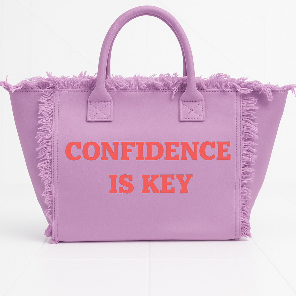 The Statement Canvas Tote – "Confidence " (Purple-Wording Color Customizable)