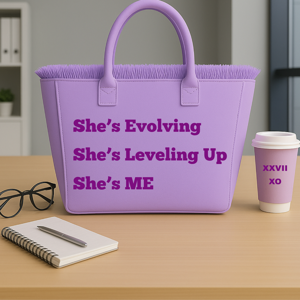 The Statement Canvas Tote – "Level Up" (Purple, Wording Color Customizable)