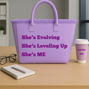The Statement Canvas Tote – "Level Up" (Purple, Wording Color Customizable)